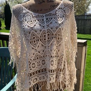 Unique coverup frayed top